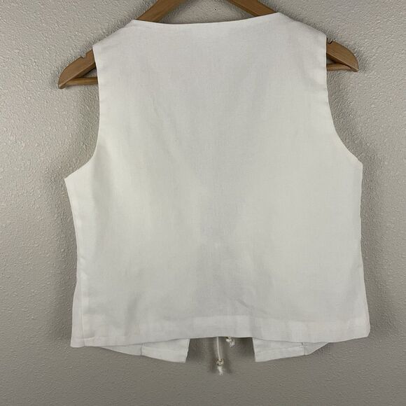 Peppermayo Womens 4 Ivory Linen Blend Tina Vest Top Tie Front - Picture 6 of 6